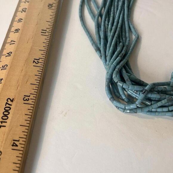 Blue Green Magnesite Turquoise Beads 13” Necklace - Picture 2 of 10